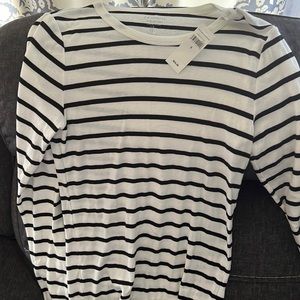 NEW with tags!! Black and white striped long sleeve top.